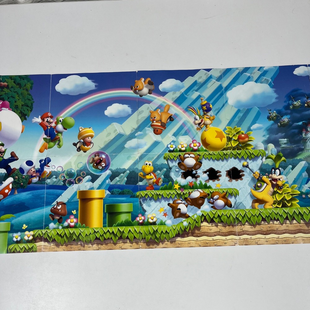 Nintendo New Super Mario Bros U Promo Poster Wii U Fold Out Panoramic 2012 Art - Picture 10 of 10